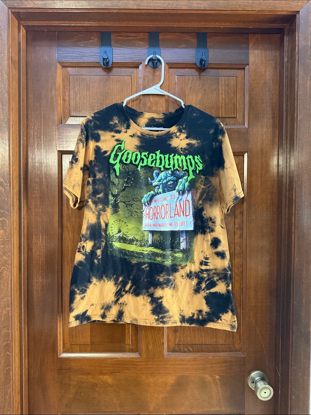 Goosebumps Tie-Dye Short-Sleeve Tee — Black & Orange